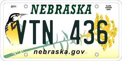 NE license plate VTN436