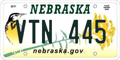 NE license plate VTN445