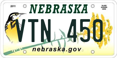 NE license plate VTN450