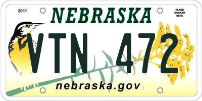 NE license plate VTN472