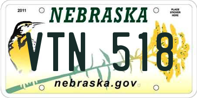 NE license plate VTN518