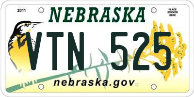 NE license plate VTN525