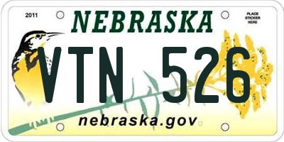 NE license plate VTN526