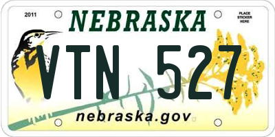 NE license plate VTN527