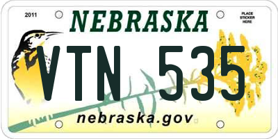 NE license plate VTN535