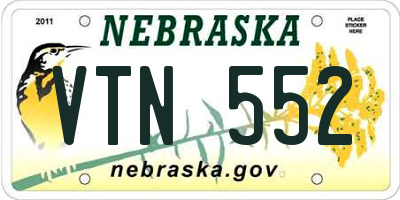 NE license plate VTN552