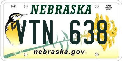 NE license plate VTN638
