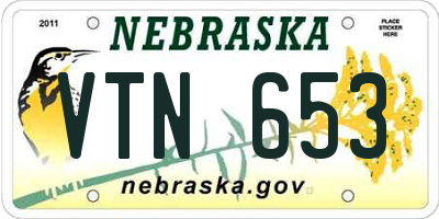 NE license plate VTN653