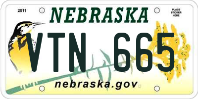 NE license plate VTN665