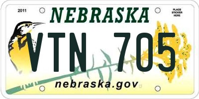 NE license plate VTN705