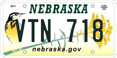 NE license plate VTN718
