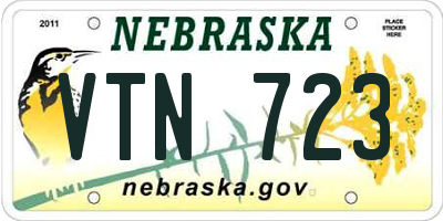 NE license plate VTN723