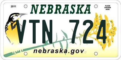 NE license plate VTN724