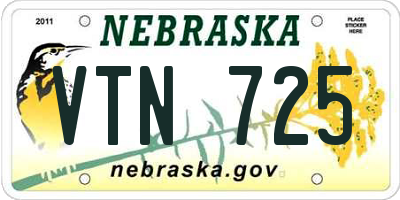 NE license plate VTN725