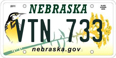 NE license plate VTN733