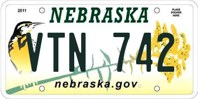 NE license plate VTN742