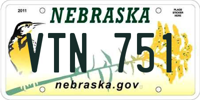 NE license plate VTN751