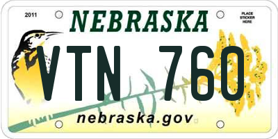 NE license plate VTN760