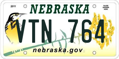 NE license plate VTN764