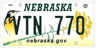 NE license plate VTN770