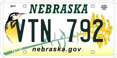 NE license plate VTN792