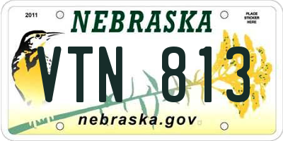 NE license plate VTN813