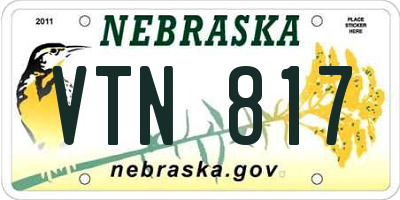 NE license plate VTN817