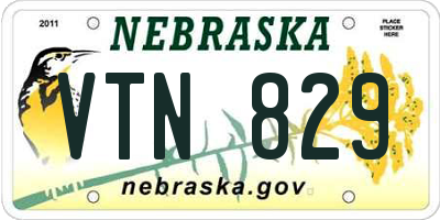 NE license plate VTN829