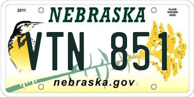 NE license plate VTN851