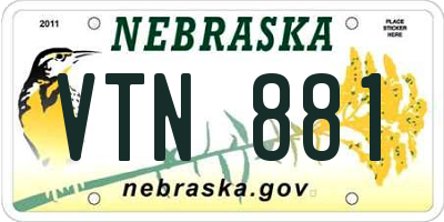 NE license plate VTN881