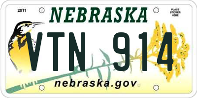 NE license plate VTN914
