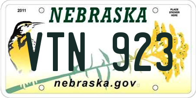 NE license plate VTN923