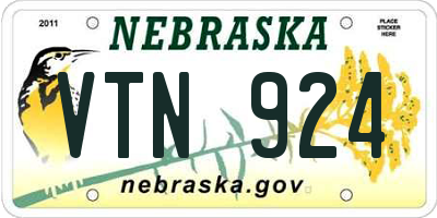 NE license plate VTN924