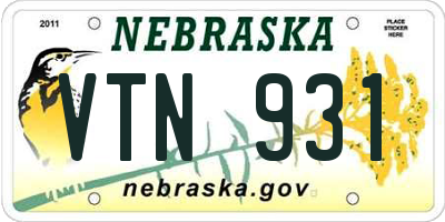 NE license plate VTN931
