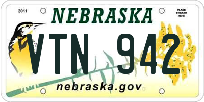 NE license plate VTN942