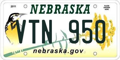 NE license plate VTN950