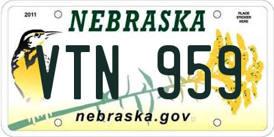 NE license plate VTN959