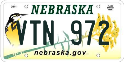 NE license plate VTN972