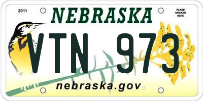 NE license plate VTN973