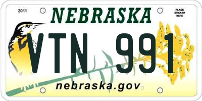 NE license plate VTN991