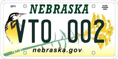 NE license plate VTO002