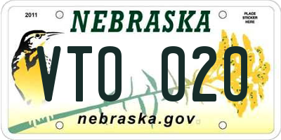 NE license plate VTO020