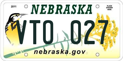 NE license plate VTO027