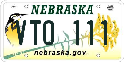 NE license plate VTO111