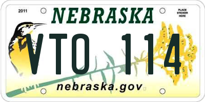 NE license plate VTO114