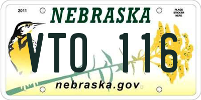 NE license plate VTO116