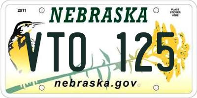NE license plate VTO125