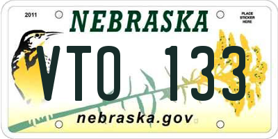 NE license plate VTO133