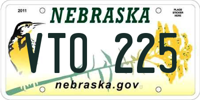 NE license plate VTO225
