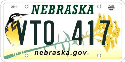 NE license plate VTO417